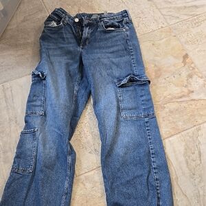 Blue Denim Girl Cargo Jeans